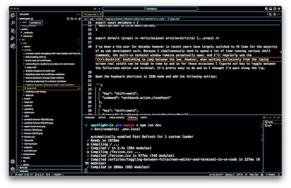 Using the terminal in VS Code